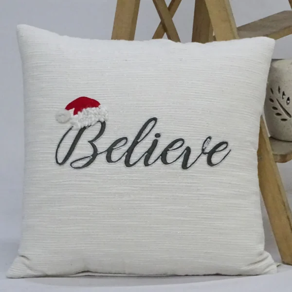 Chicos Home 20" x 20" Christmas Throw Pillow with text- Believe