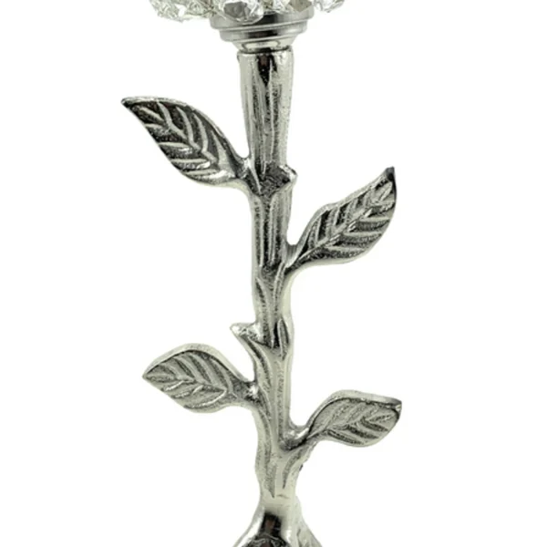 Vibhsa Hurricane Crystal Tealight Candle Holder (Silver rustic14")