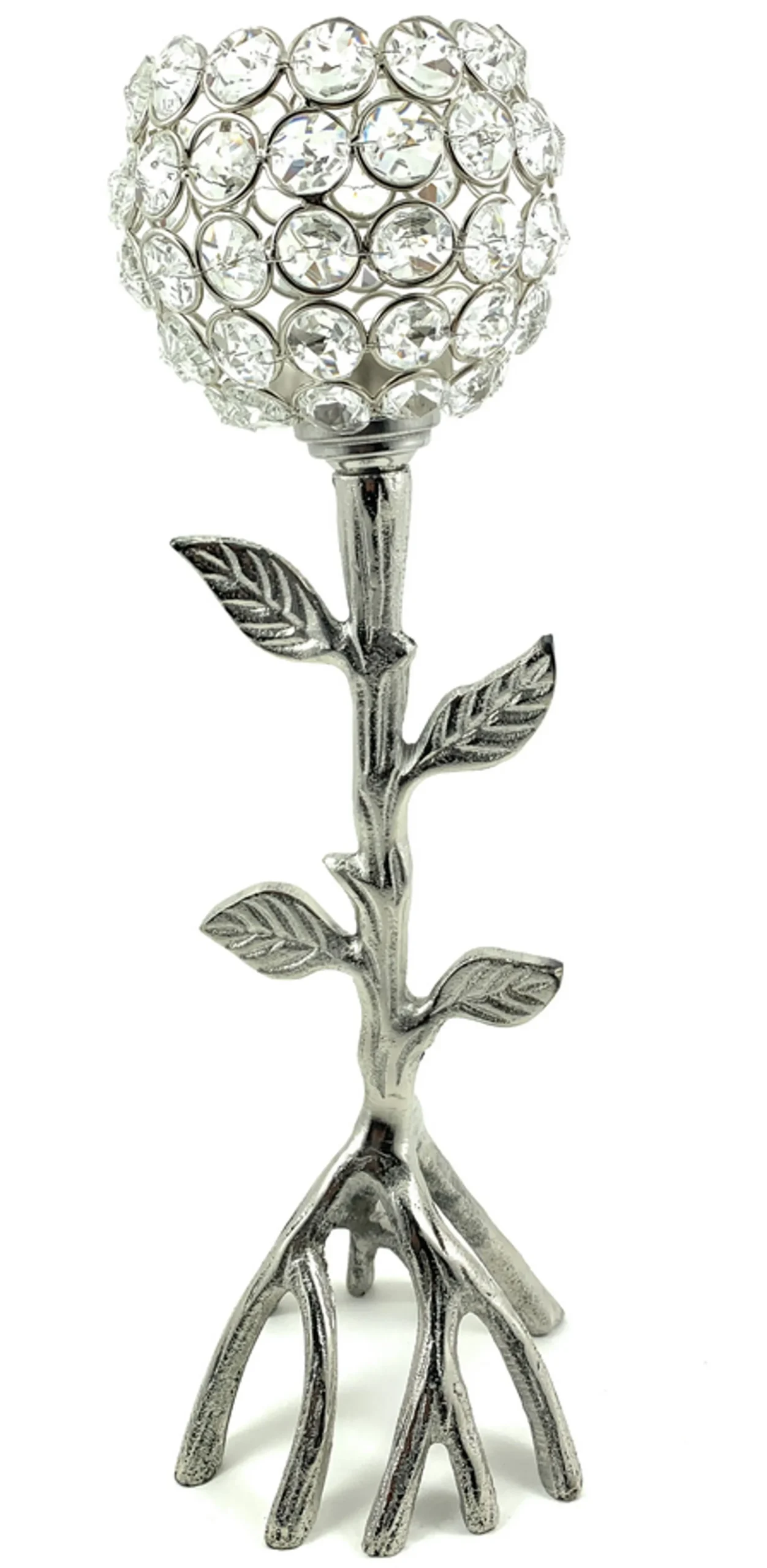 810043922272.0.td_size_1 Vibhsa Hurricane Crystal Tealight Candle Holder (Silver rustic14") - Image 1