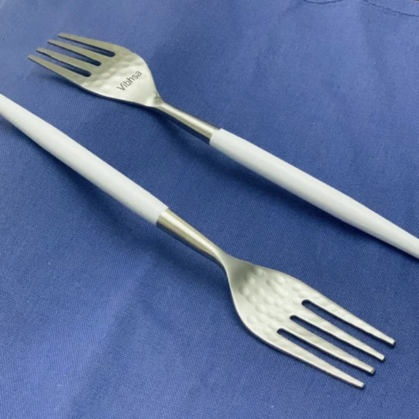 Vibhsa Stainless Steel Dinner Knife and Dinner Fork Set of 12 (Hammered Mouth)