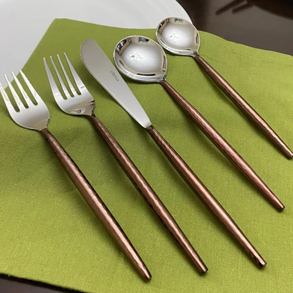 Hammered Stainless Steel Flatware 5-Piece Set