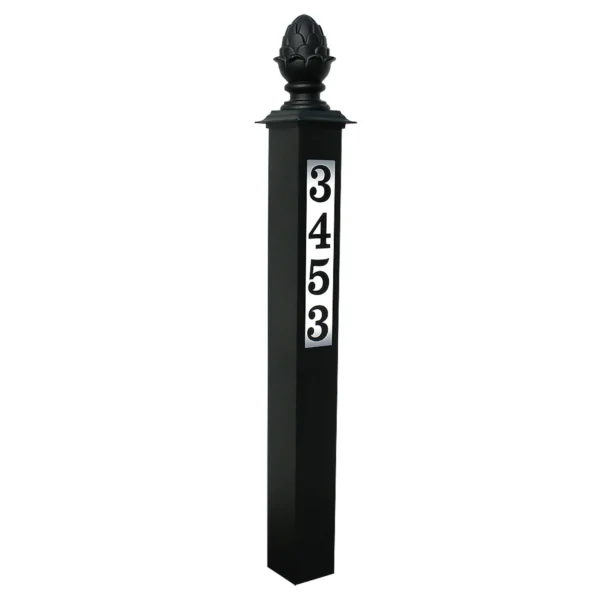 Lighted Address Post With Decorative Finial